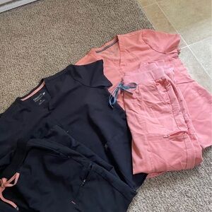 Fabletics Pink and Black Scrub Set